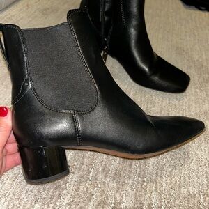 Square Toe Leather Boots Franco Sarto